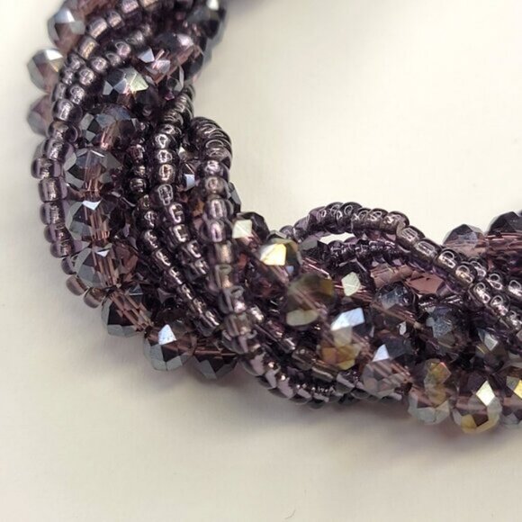 Multi Strand Braided Necklace Glass Bead Braided Necklace Beaded Twist Necklace - Picture 7 of 10